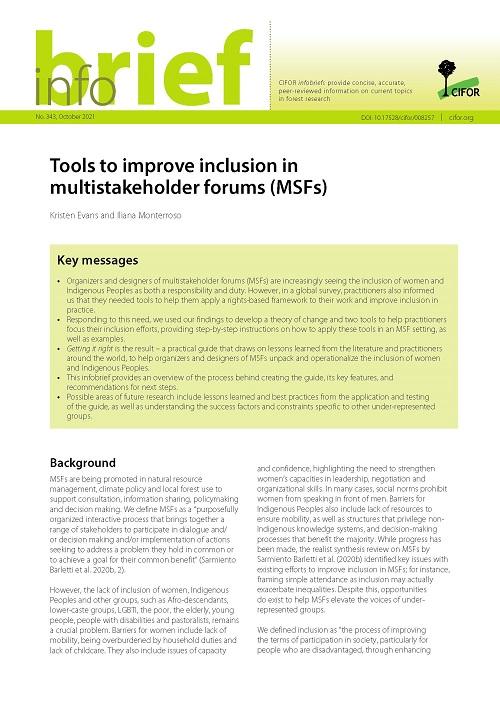 Tools to improve inclusion in multistakeholder forums (MSFs)