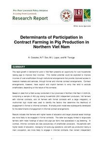 Determinants of participation in contract farming in pig production in Northern Vietnam