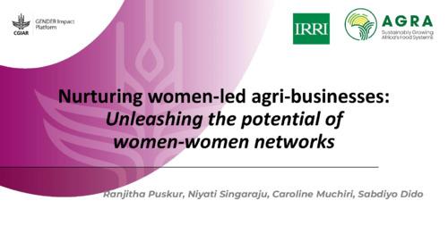 Nurturing women-led agri-businesses: Unleashing the potential of women–women networks