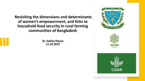 Revisiting the dimensions and determinants of women’s empowerment, and links to household food security in rural farming communities of Bangladesh
