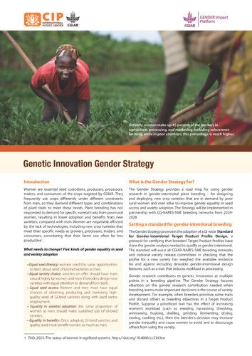 Genetic innovation gender strategy