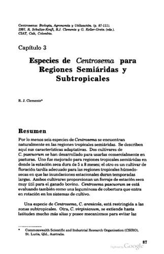 Especies de Centrosema para regiones semiáridas y subtropicales