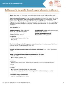 Guidance note for gender-inclusive agro-advisories in Vietnam