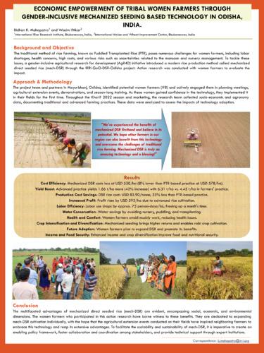 Economic empowerment of tribal women farmers through gender-inclusive mechanized seeding based technology in Odisha, India