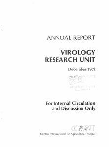 Virology Research Unit Annual Report : 1989