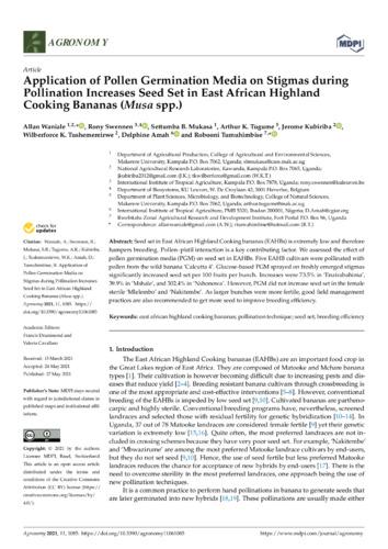 Application of pollen germination media on stigmas during pollination increases seed set in east African highland cooking bananas (Musa spp.)