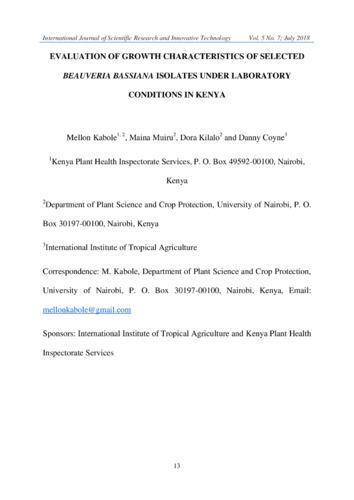 Evaluation of growth characteristics of selected beauveria bassiana islolates under laboratory conditions in Kenya