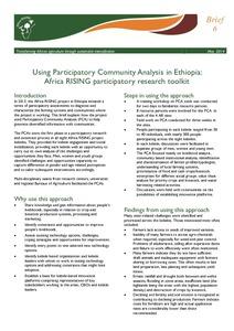 Using participatory community analysis in Ethiopia: Africa RISING participatory research toolkit