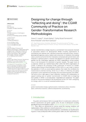 Designing for change through “reflecting and doing”: the CGIAR Community of Practice on Gender- Transformative Research Methodologies