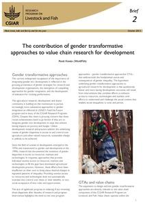 The contribution of gender transformative approaches to value chain research for development
