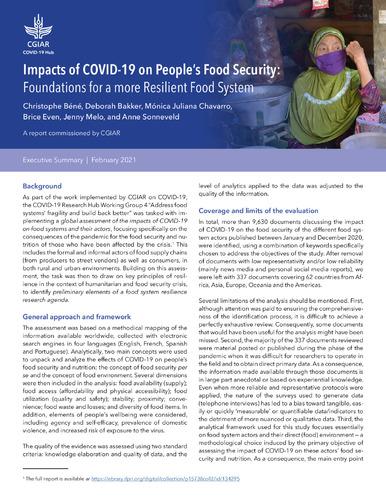 Impacts of COVID-19 on people’s food security: Foundations for a more resilient food system