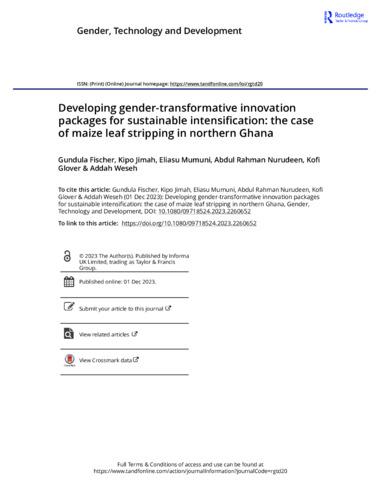 Developing gender-transformative innovation packages for sustainable intensification: The case of maize leaf stripping in northern Ghana