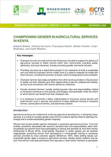 Championing gender in agricultural services in Kenya