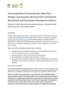 Enhancing National Climate Services (ENACTS) in Ethiopia: A participatory demonstration workshop for Key National and International Development Partners