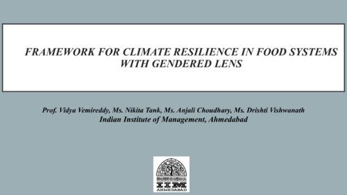 Framework for climate resilience in food systems with a gendered lens