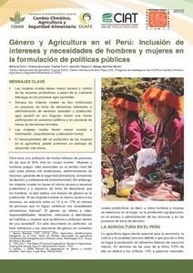 Género y Agricultura en el Perú: Inclusión de intereses y necesidades de hombres y mujeres en la formulación de políticas públicas