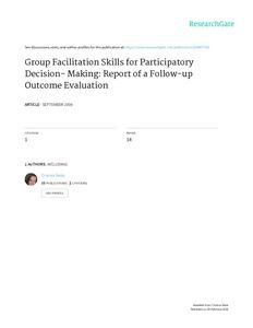Group facilitation skills for participatory decision-making: report of a follow-up outcome evaluation
