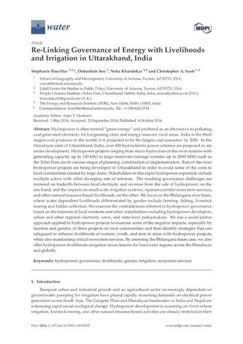 Re-Linking Governance of Energy with Livelihoods and Irrigation in Uttarakhand, India