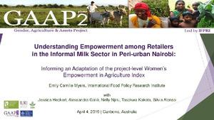 Understanding empowerment among retailers in the informal milk sector in peri-urban Nairobi: Informing an adaptation of the project-level Women's Empowerment in Agriculture Index