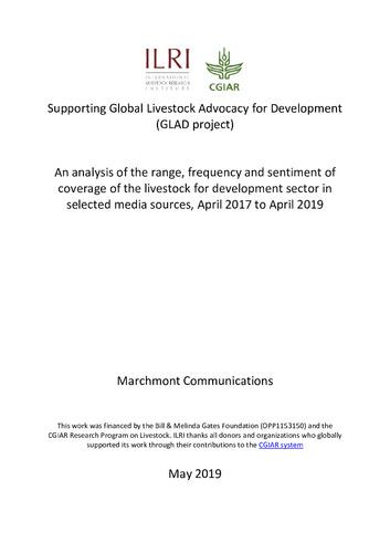 An analysis of the range, frequency and sentiment of coverage of the livestock for development sector in selected media sources, April 2017 to April 2019