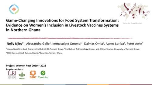 Game-Changing Innovations for Food System Transformation: Evidence on Women’s Inclusion in Livestock Vaccines Systems in Northern Ghana