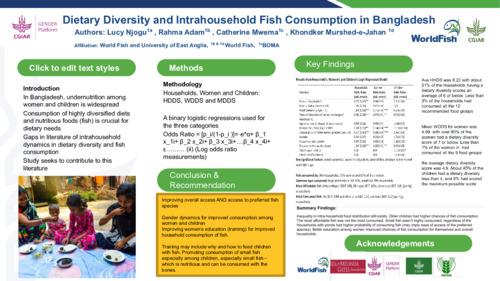 Intrahousehold dietary diversity and determinants of fish consumption in Bangladesh