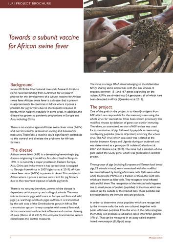 Towards a subunit vaccine for African swine fever