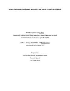 Survey of potato pests: diseases, nematodes, and insects in south-west Uganda. Report prepared for the International Fertilizer Development Center