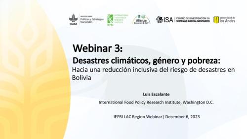 Desastres climáticos, género y pobreza (Serie de Webinars NPS Initiative) - Hacia una reducción inclusiva del riesgo de desastres en Bolivia