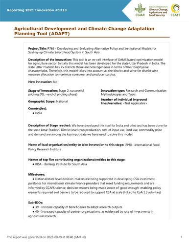 Agricultural Development and Climate Change Adaptation Planning Tool (ADAPT)
