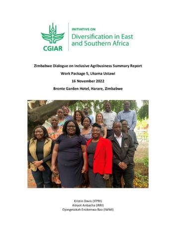 Zimbabwe Dialogue on Inclusive Agribusiness Summary Report