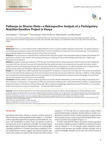 Pathways to diverse diets - a retrospective analysis of a participatory nutrition-sensitive project in Kenya