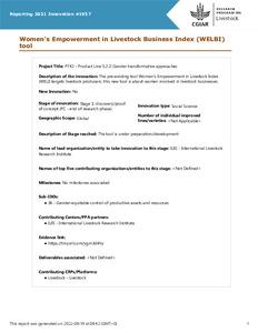 Women's Empowerment in Livestock Business Index (WELBI) tool
