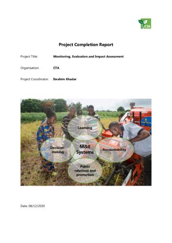 CTA Project Completion Report: Monitoring, Evaluation and Impact Assessment