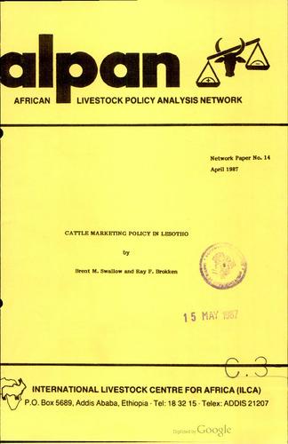 Cattle marketing policy in Lesotho