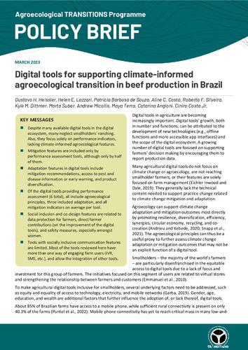 Digital tools for supporting climate-informed agroecological transition in beef production in Brazil