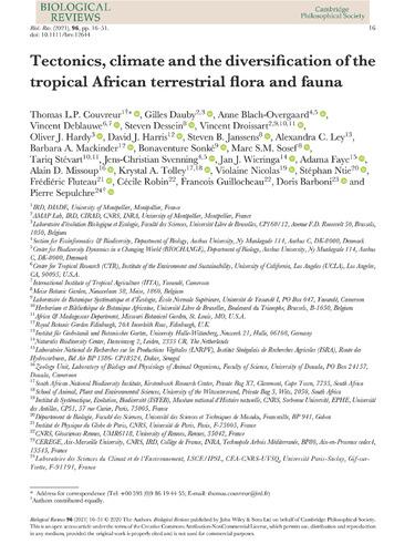 Tectonics, climate and the diversification of the tropical African terrestrial flora and fauna