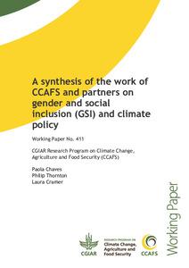 A synthesis of the work of CCAFS and partners on gender and social inclusion (GSI) and climate policy