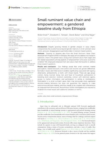 Small ruminant value chain and empowerment: a gendered baseline study from Ethiopia