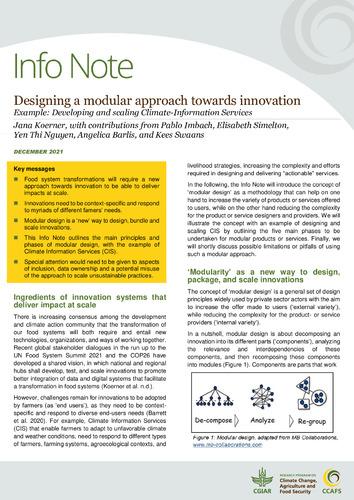 Designing a modular approach towards innovation (Example: Developing and scaling Climate-Information Services)