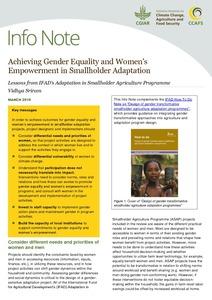 Achieving Gender Equality and Women’s Empowerment in Smallholder Adaptation: Lessons from IFAD’s Adaptation in Smallholder Agriculture Programme