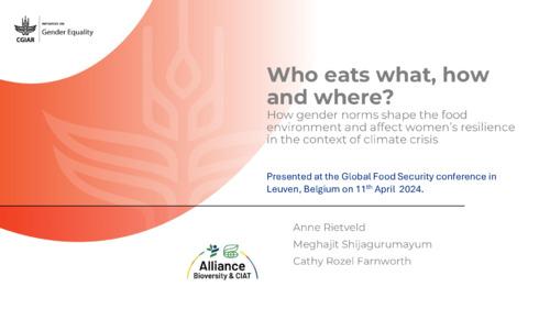 Who eats what, how and where? How gender norms shape the food environment and affect women’s resilience in the context of climate crisis