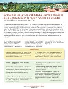 Evaluación de la vulnerabilidad al cambio climático de la agricultura en la región Andina de Ecuador