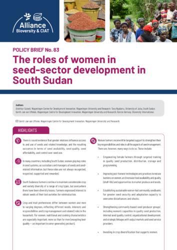 The roles of women in seed-sector development in South Sudan.