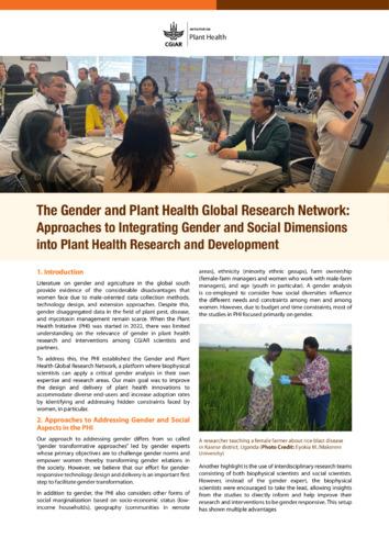 The Gender and Plant Health Global Research Network: Approaches to Integrating Gender and Social Dimensions into Plant Health Research and Development