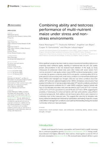 Combining ability and testcross performance of multi-nutrient maize under stress and non-stress environments