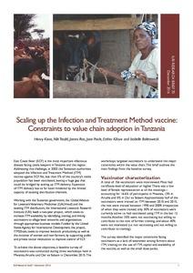 Scaling up the Infection and Treatment Method vaccine: Constraints to value chain adoption in Tanzania