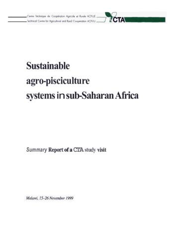 Sustainable agro-pisciculture systems in Sub-Saharan Africa