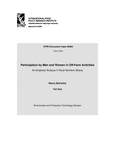 Participation by men and women in off-farm activities: An empirical analysis in rural northern Ghana