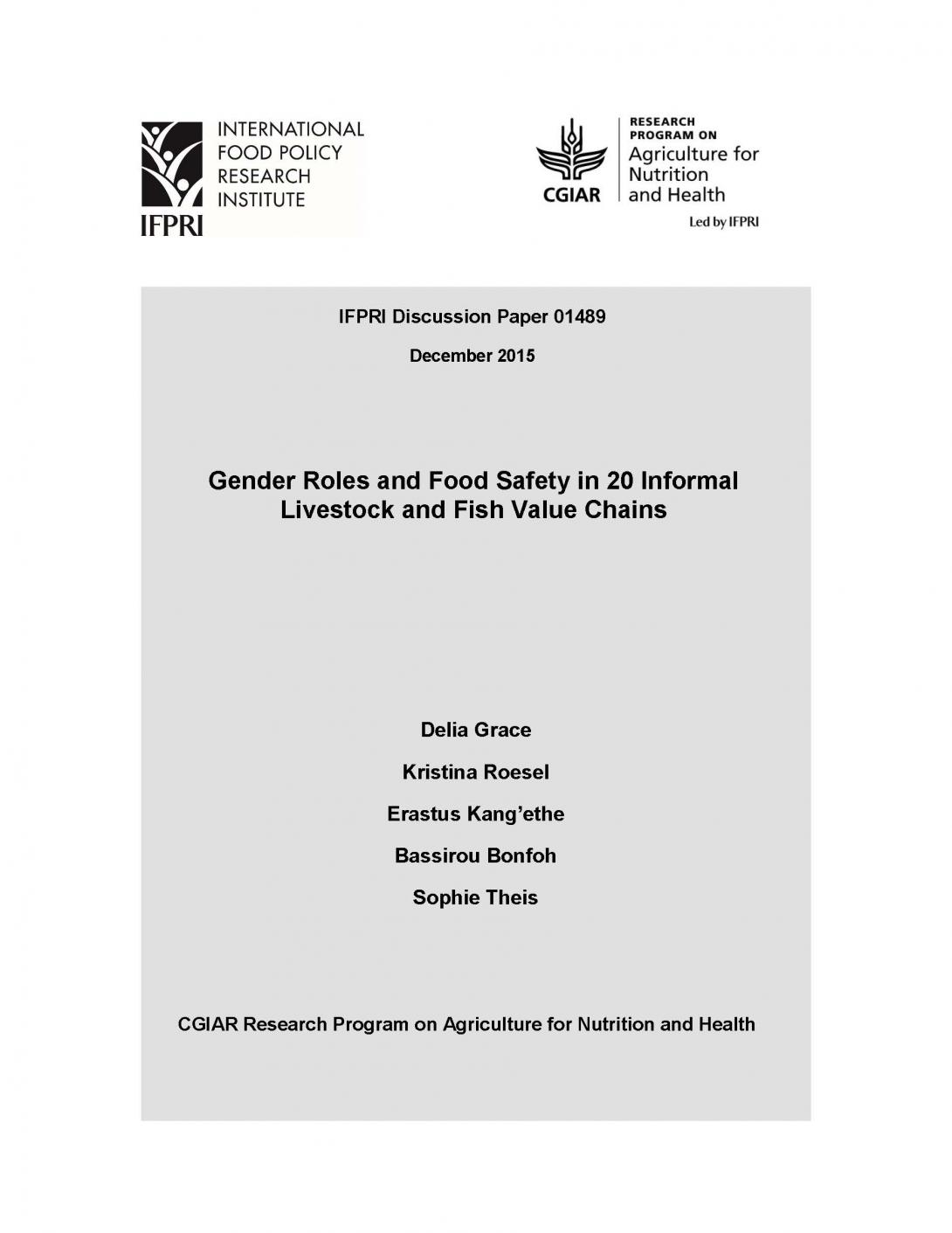 Gender roles and food safety in 20 informal livestock and fish value chains